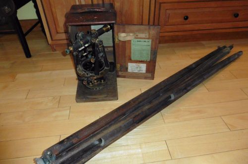 Vintage Berger &amp; Sons Engineering Surveying Transit levels with case &amp; tripod
