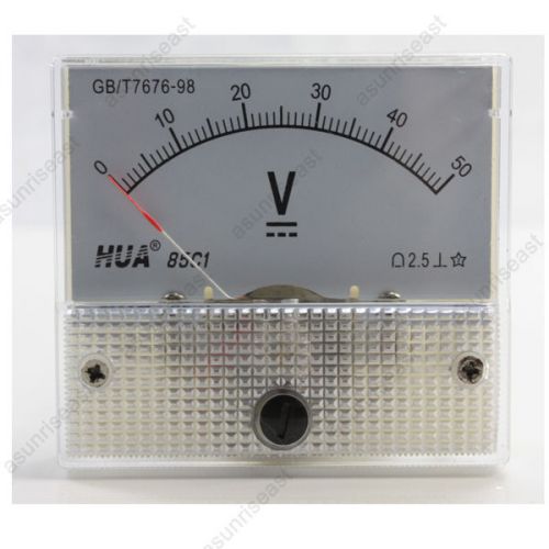 1xdc 50v analog panel volt voltage meter voltmeter gauge 85c1 white 0-50v dc for sale