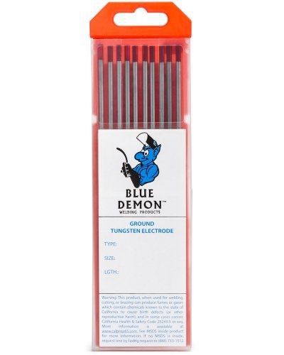 Blue Demon TE2T X  3/32&#034; X 7&#034; 2% Thoriated Tungsten Electrode, 10-Pack