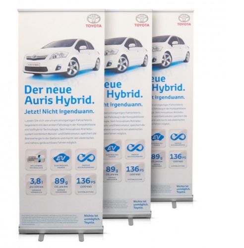 Retractable banner stand basic 33“ x 79“ + free custom print and bag for sale