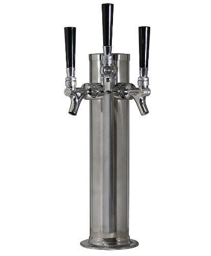 Kegco KC D4743TT-SS Triple Faucet Stainless Steel Draft Beer Tower, 3&#034; Column,