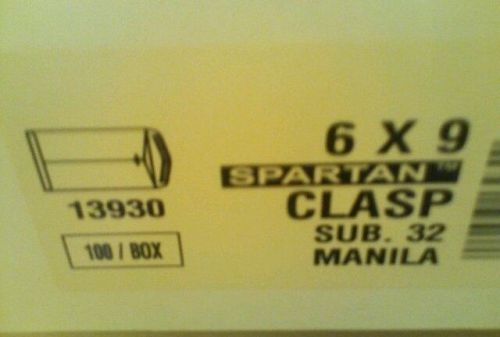 6&#034; x 9&#034; Spartan Manila metal clasp envelopes 1 box of 100 envelopes