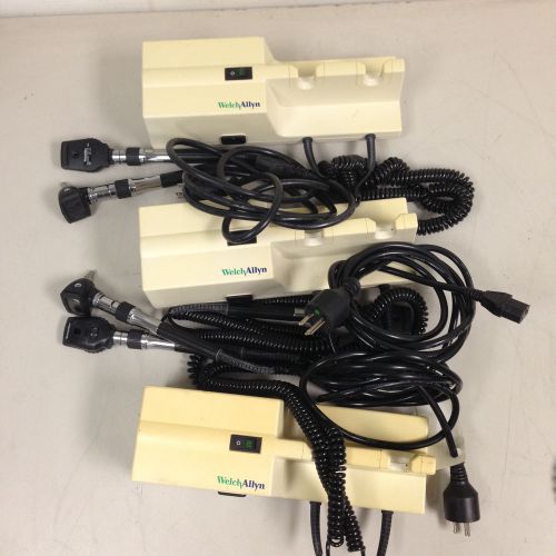 LOT OF 3 Welch Allyn 767 Series Transformer With Otoscope &amp; 11710 Ophthalmoscope