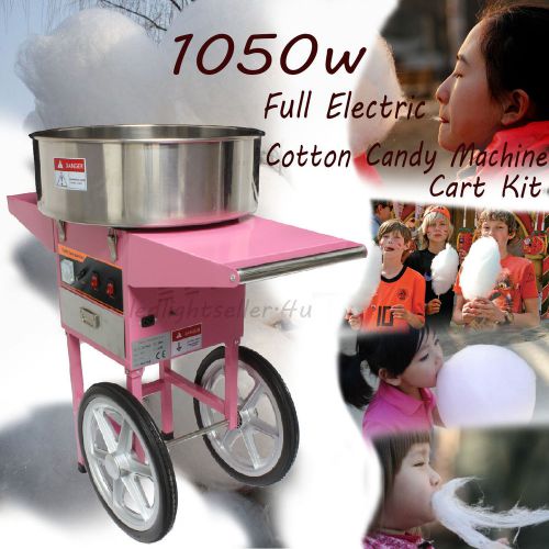 Full Electric Commercial Cotton Candy Machine Cart Kit 1050w Floss Maker Booth