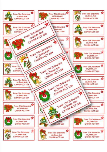 GLOSS address labels Christmas Brights series 1-Buy 4 sheets, get 1 free!
