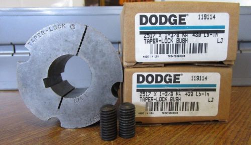 New dodge taper lock bushing 119114 2517 x 1-3/8 kw lot of 2 for sale