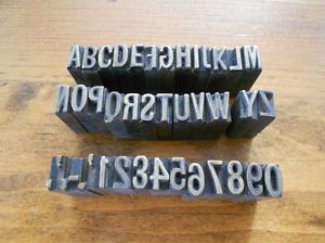 Letterpress Printers Block, Brass Alphabet, Numbers, Marks (f)