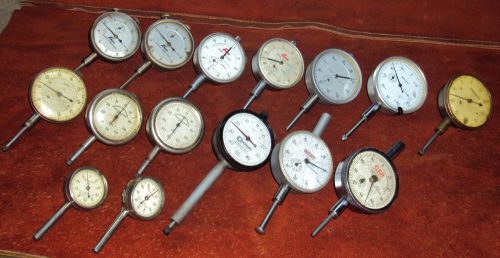 LARGE LOT OF 15 MACHINIST DIAL INDICATOR GAUGES