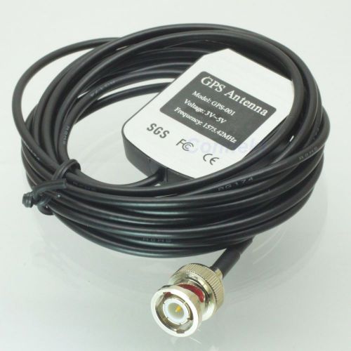BNC male connector RG174 5M cable mini GPS Active Antenna 1575.42MHz 3-5V