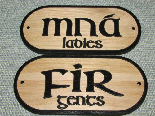 Ladies &amp; Gents Mna Fir, Men Women Restroom Bathroom Signs Irish
