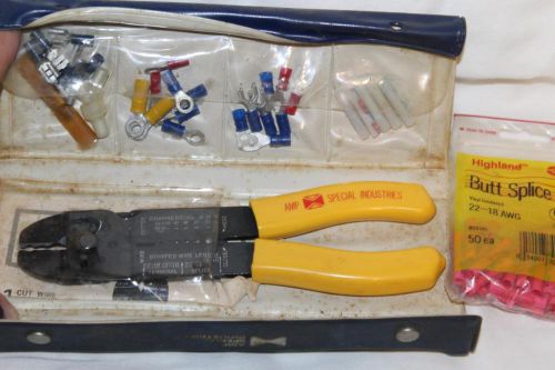 Vintage amp multi crimper kit with extra 3m butt splices 18-22 awg for sale