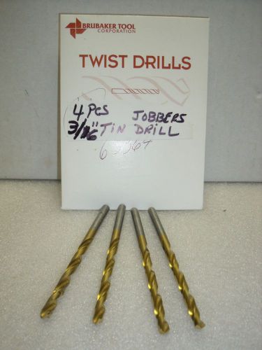 .1875 3/16 HSS USA TiN COAT drill Jobbers Length 118 degree Point - 4 PC LOT