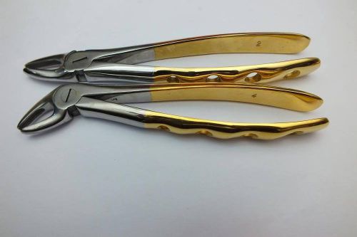 Dental Premium Forceps Lower &amp; Upper Inscisors &amp; Canines Light waight Holed Gold