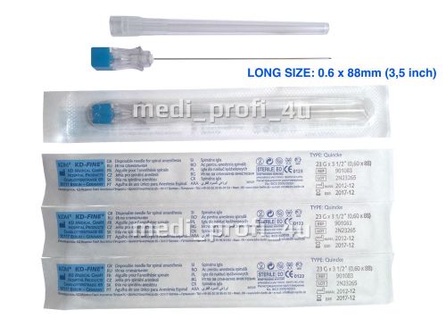 1 2 3 4 5 10 long sterile needles, 23g blue 0.6 x 88 mm 3,5&#034; ink refill fast p&amp;p for sale