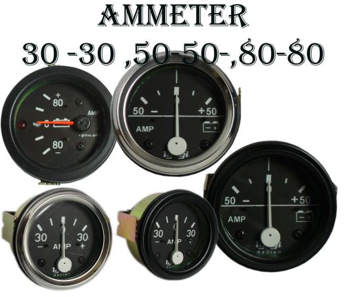 CAR 12v 2&#034; 52 mm 30-30 50-50 80-80  AMMETER  GAUGE DASHBOARD AMP METER CLOCK