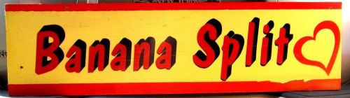 &#034;banana split&#034; wooden sign w/ vinyl letters  28&#034; x 12&#034; great for concession cart for sale