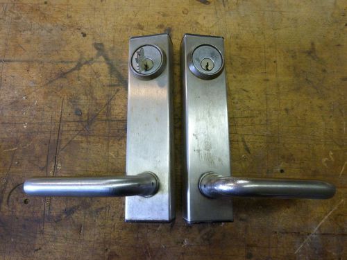Adams rite exit device trim, left and right hand with cylinders and keys for sale