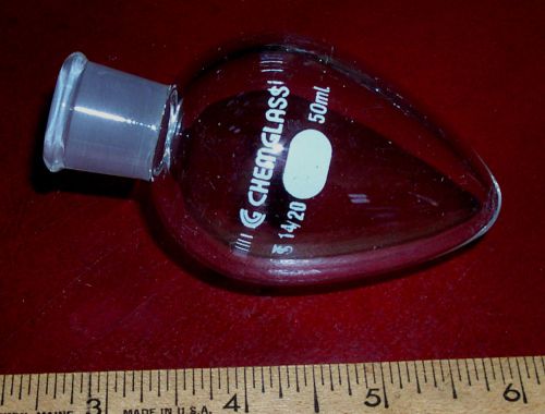 Chemglass glass pyrex 50mL Pear Shaped Flask vessel 14/20 CG-1554-28