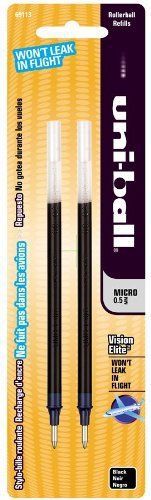 uni-ball Vision Elite Micro Point Black Ink Pen Refills, 2 Pack (69113PP)