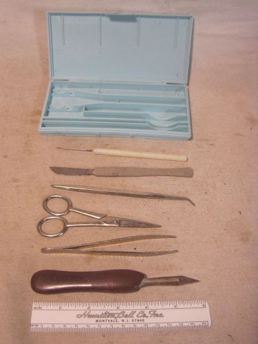 vintage dissection kit Hamilton Bell Montvale scalpel pick scissors + No. 6