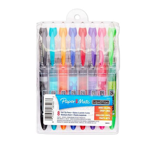 Paper mate liquid flair porous-point pen medium tip 8-pack fashion colors (28... for sale