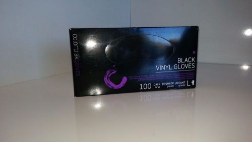 Colortrak Disposable Vinyl Gloves, Black, Large, 100 Count, (Pack of 2)