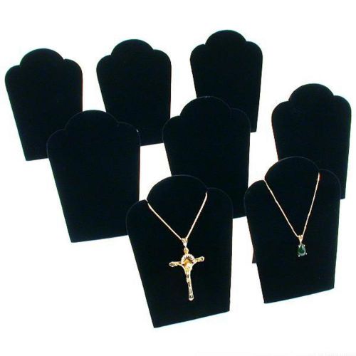 8Pc Necklace Chain Display Pendant Black Velvet Jewelry Set 3 3/4&#034; x 5 1/4&#034;