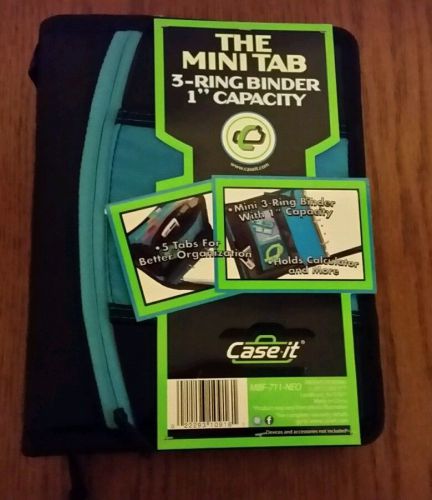 The Mini Tab 3 Ring Binder From Case-it Blue MBF-711-NEO-Blue 2 zippered pockets