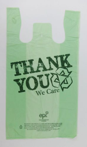 Bio-Degradable THANK YOU Green Plastic T-Shirt Bags 11.5&#034; x 6&#034; x 21&#034;