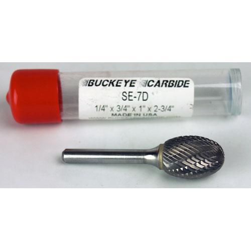 Carbide Burr (SE-7D) Egg Shape - Double Cut - 1/4 x 3/4 x 1 x 2 3/4