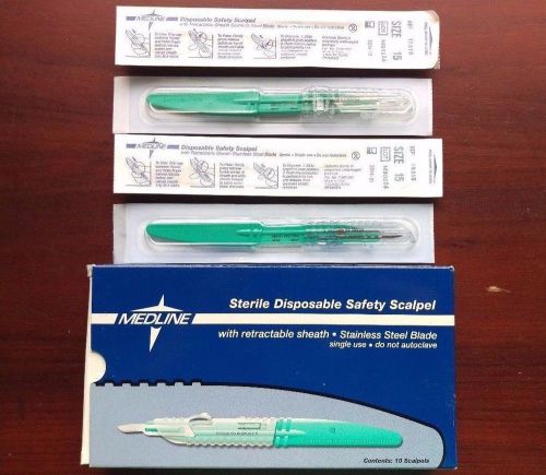 Lot of 12 Each MEDLINE Sterile Disposable Safety Scalpel Size 11 #MDS15315