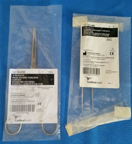 V. Mueller (SU2764) Pean Artery Forceps &amp; (NL1480) Cushing Dressing Forceps