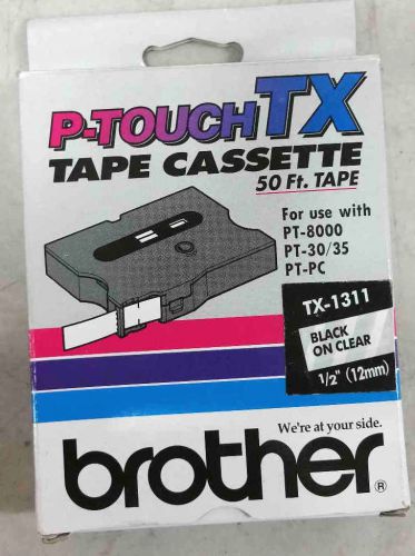 Brother P-Touch TX Tape Cassette TX-1311 Black on clear PT-8000 PT-PC PT-30/35