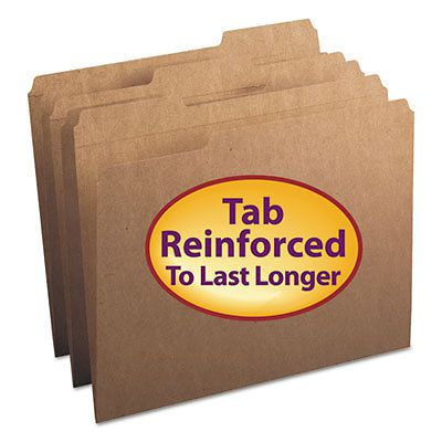 Kraft File Folders, 1/3 Cut, Reinforced Top Tab, Letter, Kraft, 100/Box