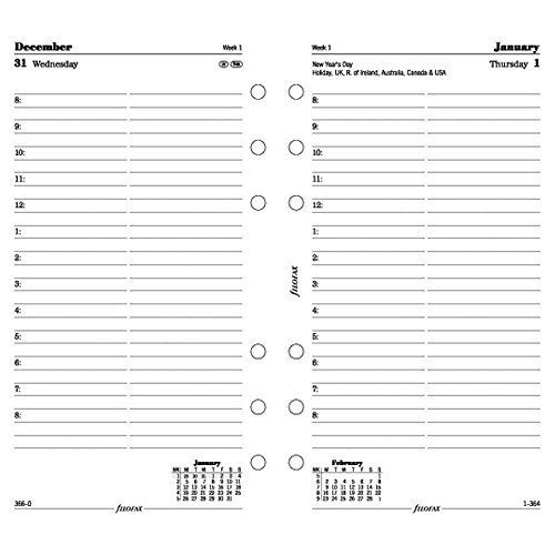 Filofax Day per Page Refill for 2015 Personal Size Yearly Calendar, White