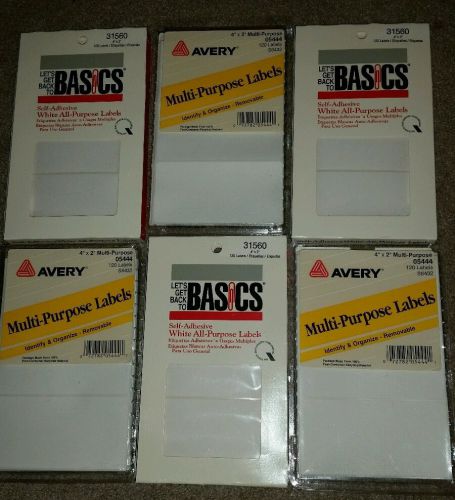 SIX Brand New Packs Of 2&#034; X 4&#034; White All Purpose  Labels  -Total Of 720 Labels