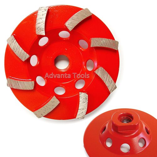 4” spiral turbo diamond grinding cup wheel for concrete 8 seg - 5/8”-11 threads for sale