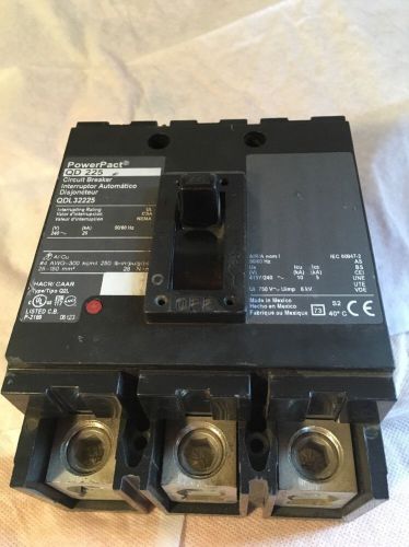 Square D Power Pact Circuit Breaker QDL3225 QD 225 Amps 3 pole 240VAC #1Z1157-10