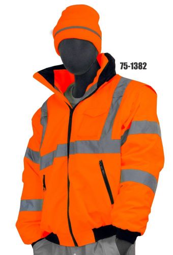 Majestic 75-1382 High Visibilty Class 3 Bomber Jacket 8-in-1 Hi-Viz Orange - L