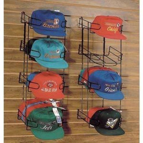 Black powder coated metal wire cap hat display - slat wall or pegboard  x4 tier for sale