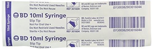 Slip-Tip Disposable Syringes, 10 mL, 100/Bx,  301604
