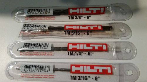 4 NEW Hilti CONCRETE Drill Bit TM 3/16 1/4 5/16 3/8 ALL 6 INCH LONG