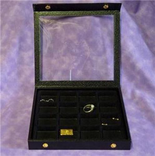 16 SLOT ATTACHED  TOP WOOD JEWELRY DISPLAY CASE BOX