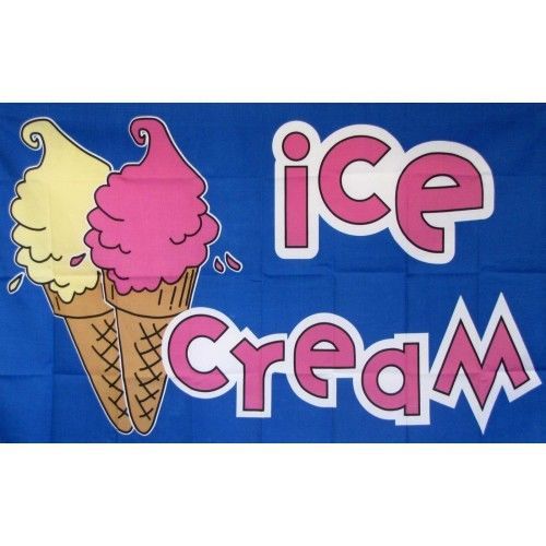 3 Ice Cream Flags 3ft x 5ft Banners (three)