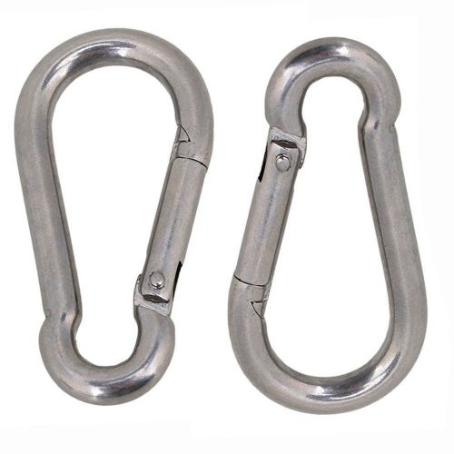 304 stainless spring loaded gate snap carabiner quick link lock ring hook m7 7cm for sale
