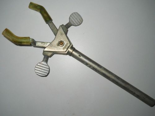 Fisher castaloy 3-prong 2&#034; jaw laboratory extension clamp with 3/8&#034; rod for sale