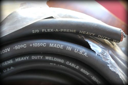 50&#039; 2/0 flex-a-prene black heavy duty welding cable for sale