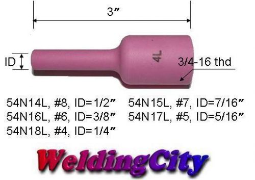 WeldingCity 2 Long Ceramic Gas Lens Cups 54N18L (#4) TIG Welding Torch 17/18/26