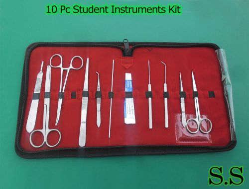 10 pc student dissecting dissection medical lab instruments kit set+5 blades #10 for sale