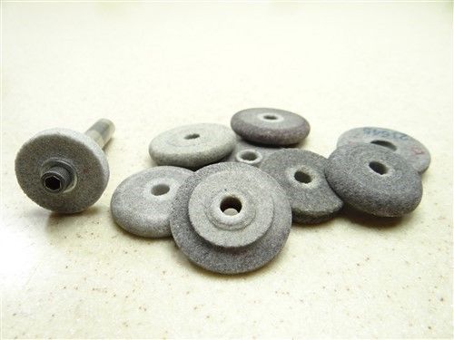 Lot of 9 abrasive stones w/ arbor 1-1/8&#034; to 1-3/8&#034; max for sale